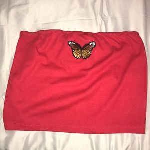 Red Butterfly Tube Top